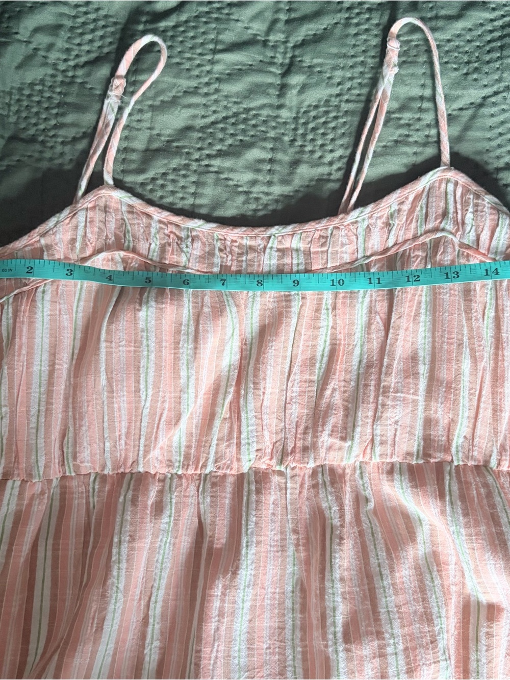 Aerie Striped Tiered Midi Dress Pastel Pink Green Medium Boho Summer Sundress - Picture 5 of 6